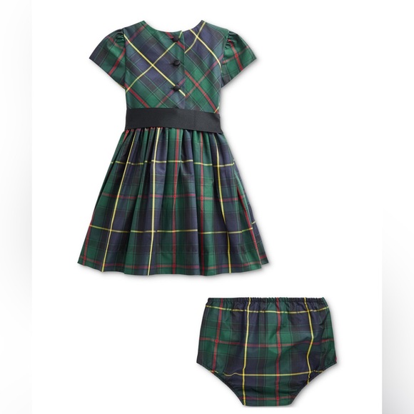Ralph Lauren Baby Plaid Taffeta Fit & Flare Dress & Bloomer Set - Picture 2 of 2